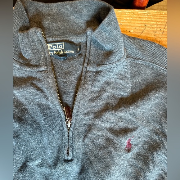 Dark Gray with Maroon Men’s Polo Ralph Lauren Quarter Zip (small) - Picture 3 of 3